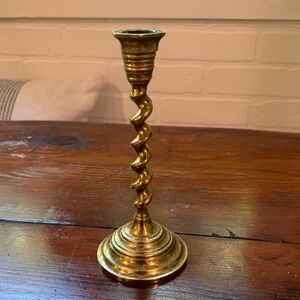 Elegant Brass Spiral Candlestick